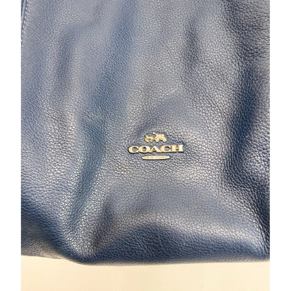 Coach 35809 East/West Isabelle Pebbled Leather Hobo Bag Handbag Purse Turquoise
